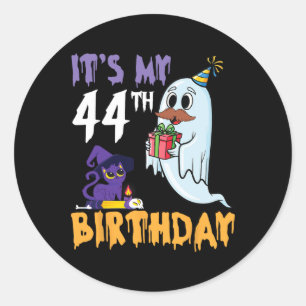 Funny Ghost It's My 44th Birthday Halloween Party  Classic Round Sticker