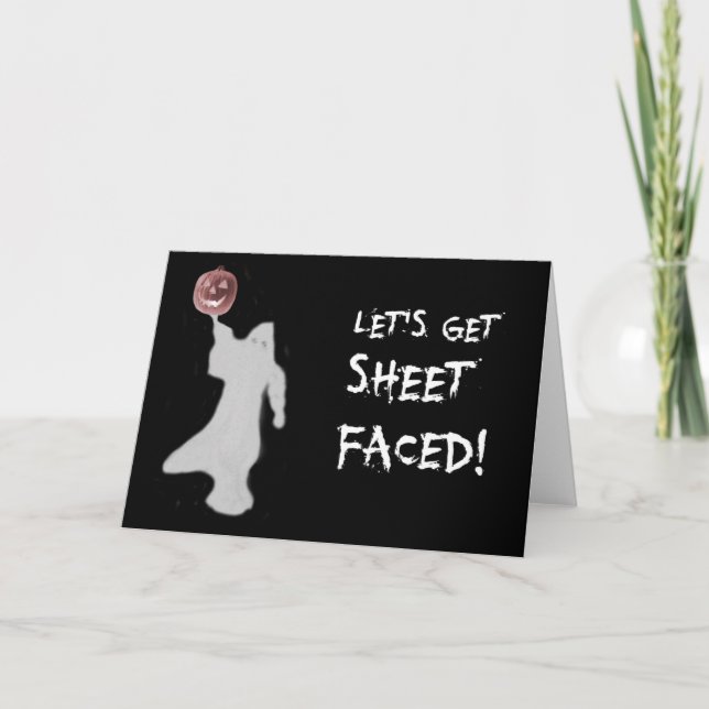 Funny Ghost Jack O Lantern Halloween Card (Front)