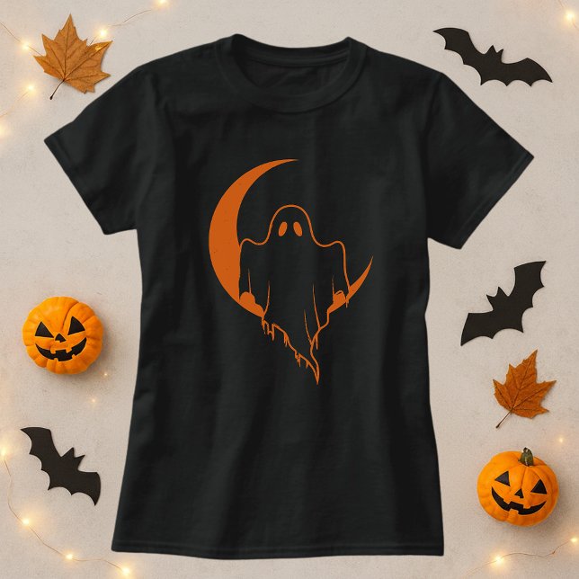 Funny Ghost Moon Halloween T-Shirt (Creator Uploaded)