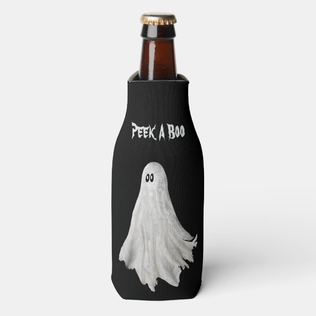Funny Ghost Of Halloween Past Drawing Bottle Cooler (Bottle Front)