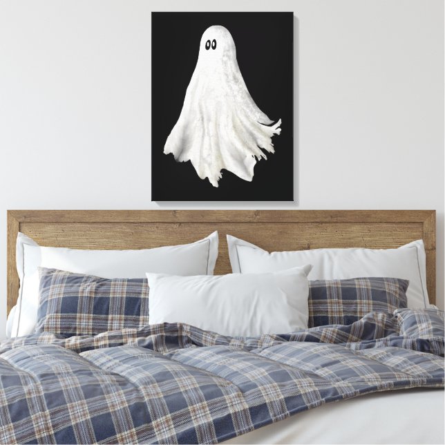 Funny Ghost Of Halloween Past Drawing Canvas Print (Insitu(Bedroom))