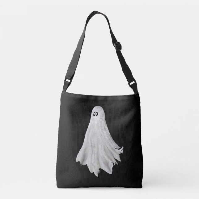 Funny Ghost Of Halloween Past Drawing Crossbody Bag (Back)