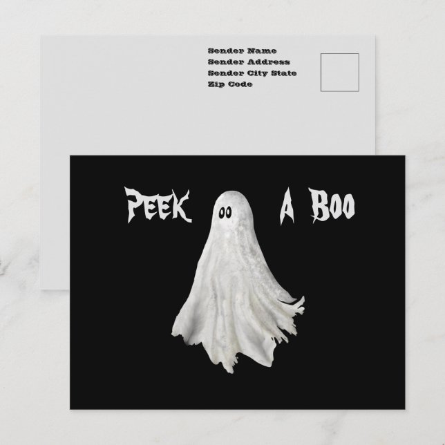 Funny Ghost Of Halloween Past Drawing Postcard (Front/Back)