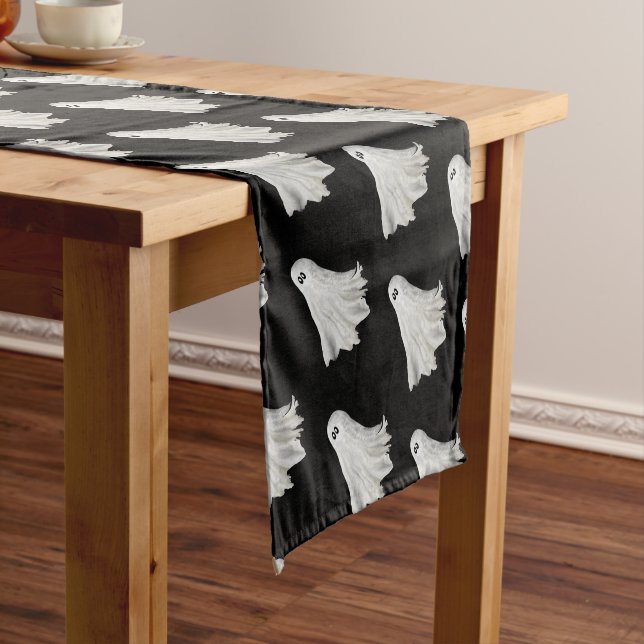 Funny Ghost Of Halloween Past Drawing Short Table Runner (In Situ)