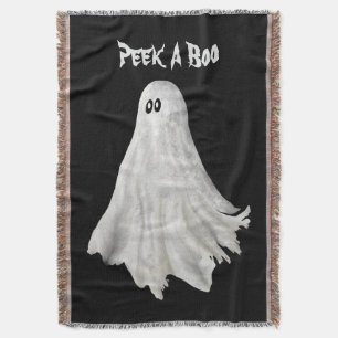 Funny Ghost Of Halloween Past Drawing Throw Blanke