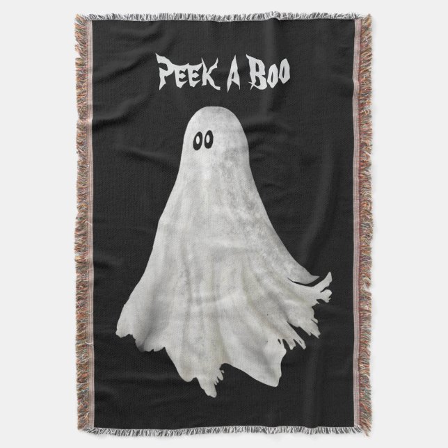 Funny Ghost Of Halloween Past Drawing Throw Blanke (Front Vertical)