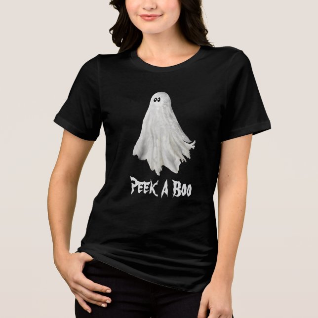 Funny Ghost Of Halloween Past Drawing Tri-Blend Shirt (Front)