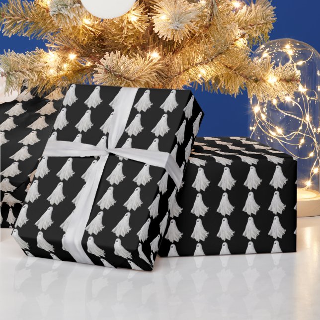 Funny Ghost Of Halloween Past Drawing Wrapping Paper (Holidays)