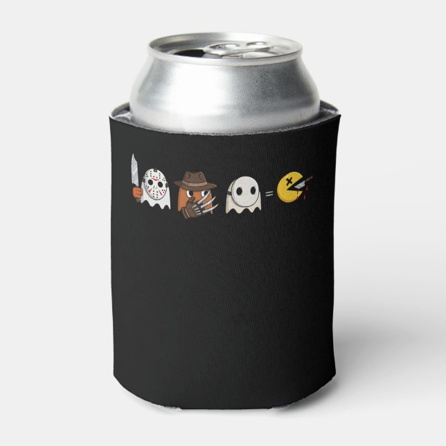 Funny ghost parody of Halloween gamers Can Cooler (Can Front)