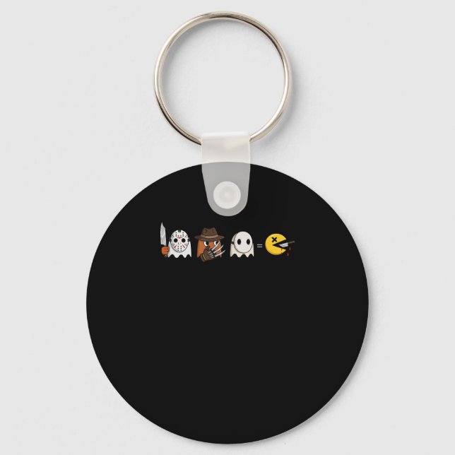 Funny ghost parody of Halloween gamers Key Ring (Front)
