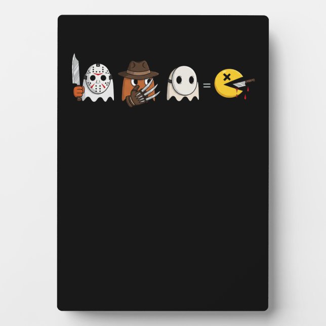 Funny ghost parody of Halloween gamers Plaque (Front)