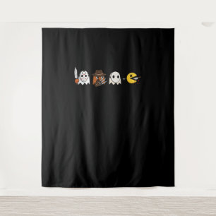 Funny ghost parody of Halloween gamers Tapestry