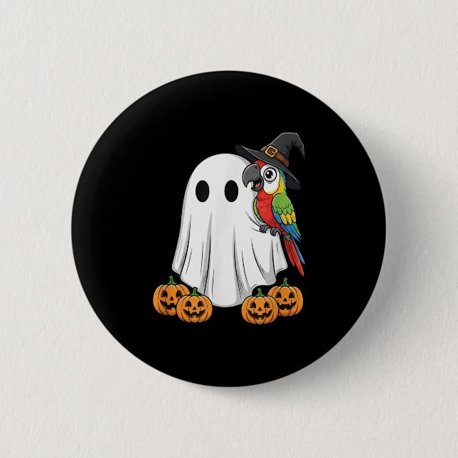 Funny Ghost Parrot Pumpkin Halloween Kids Mens Wom 6 Cm Round Badge (Front)