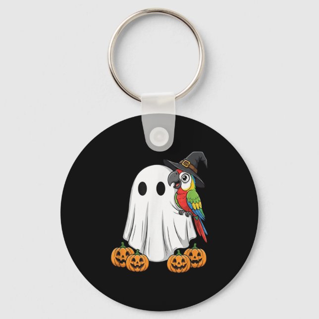 Funny Ghost Parrot Pumpkin Halloween Kids Mens Wom Key Ring (Front)