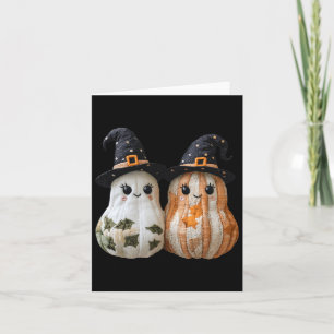 Funny Ghost Pumpkin Cute Halloween Patchwork Art  Card
