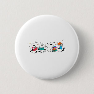 Funny Ghost Reading Books Teacher Halloween Spooky 6 Cm Round Badge