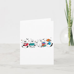 Funny Ghost Reading Books Teacher Halloween Spooky Card