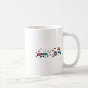 Funny Ghost Reading Books Teacher Halloween Spooky Coffee Mug