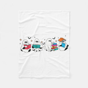 Funny Ghost Reading Books Teacher Halloween Spooky Fleece Blanket