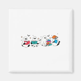 Funny Ghost Reading Books Teacher Halloween Spooky Magnet