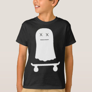 Funny Ghost Skateboard Skater Lazy Halloween Costu T-Shirt