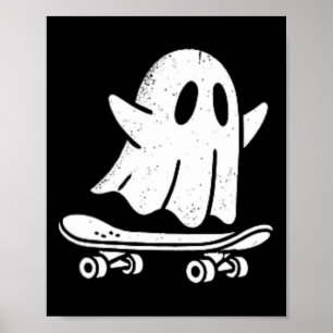 Funny Ghost Skateboarding Lazy Halloween Costume G Poster