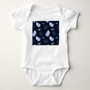 Funny Ghost Spider Halloween Pattern. Baby Bodysuit