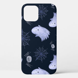 Funny Ghost Spider Halloween Pattern. iPhone 12 Case