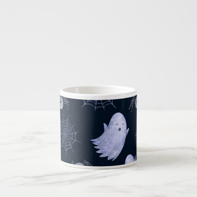 Funny Ghost Spider Halloween Pattern. Espresso Cup (Front)