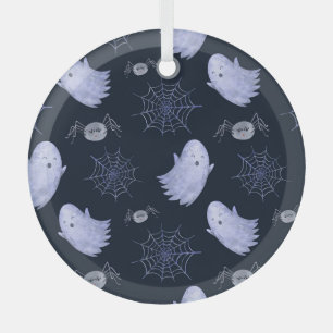Funny Ghost Spider Halloween Pattern. Glass Tree Decoration