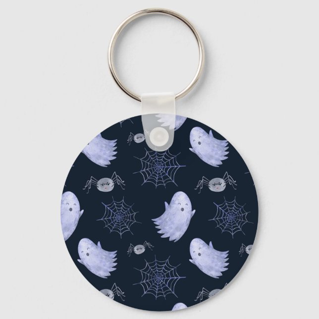 Funny Ghost Spider Halloween Pattern. Key Ring (Front)