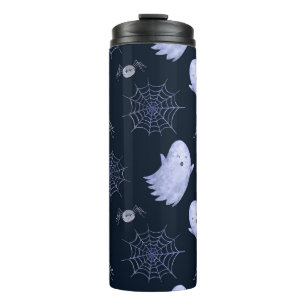 Funny Ghost Spider Halloween Pattern. Thermal Tumbler