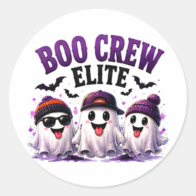 🎃 Funny Ghost Squad Halloween Saying 👻 Classic Round Sticker (Front)