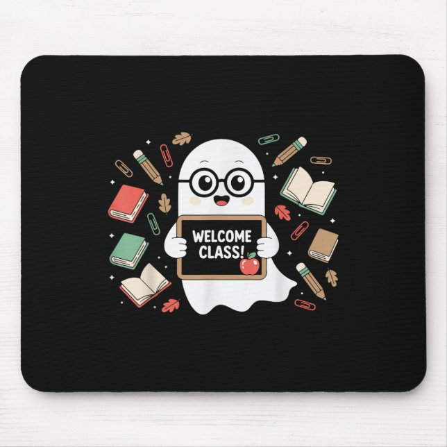 Funny Ghost Teacher Back To School Halloween Men C Mouse Pad (Front)