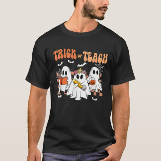 Funny Ghost Teacher Trick Or Teach Read More Books T-Shirt