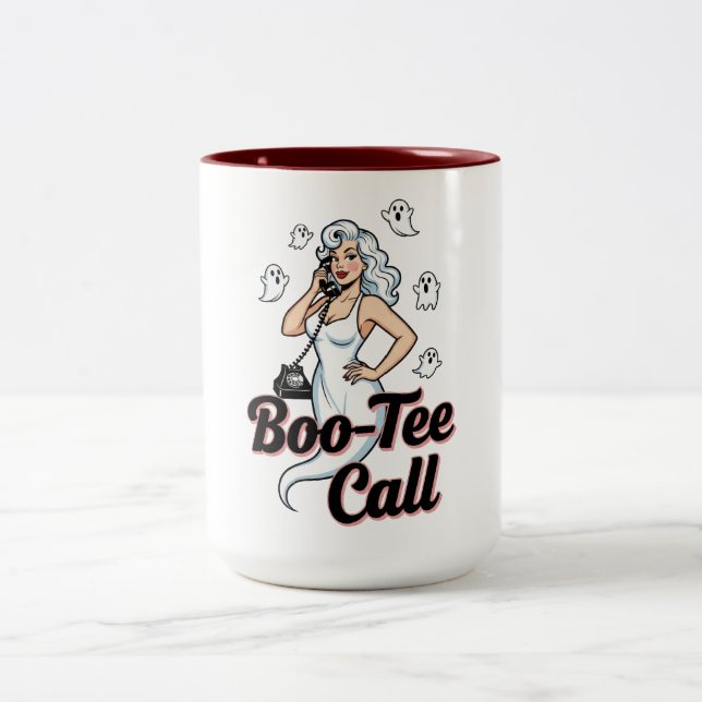 Funny Ghost Themed  Two-Tone Coffee Mug (Center)