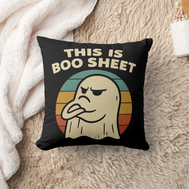 Funny Ghost "This Is Boo Sheet" Retro Halloween Cushion (Blanket)