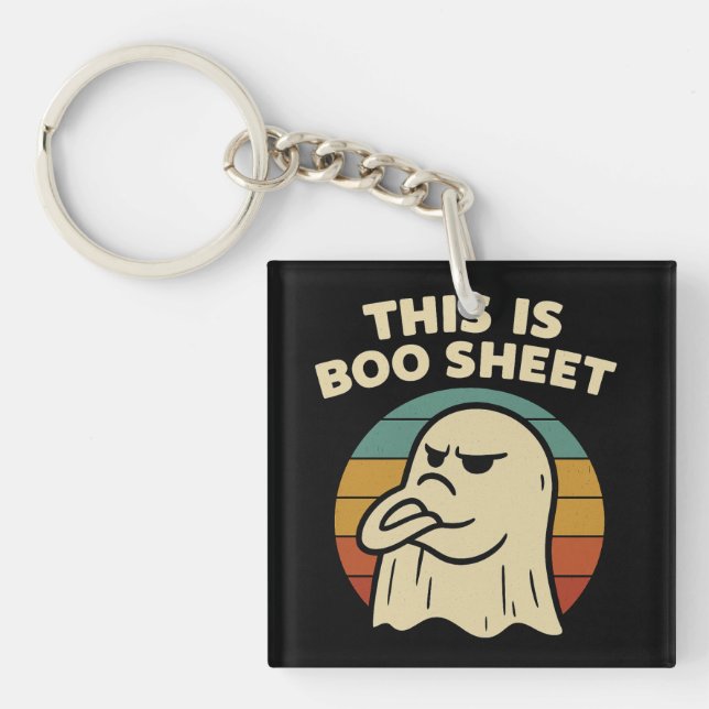 Funny Ghost "This Is Boo Sheet" Retro Halloween Key Ring (Front)