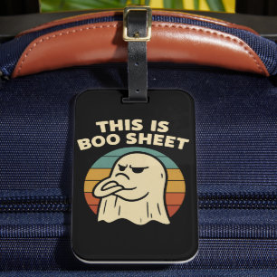 Funny Ghost "This Is Boo Sheet" Retro Halloween Luggage Tag