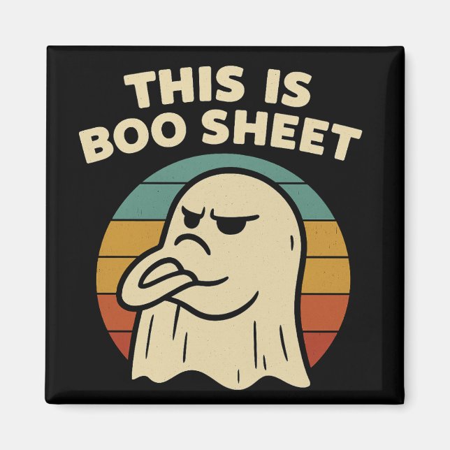 Funny Ghost "This Is Boo Sheet" Retro Halloween Magnet (Front)
