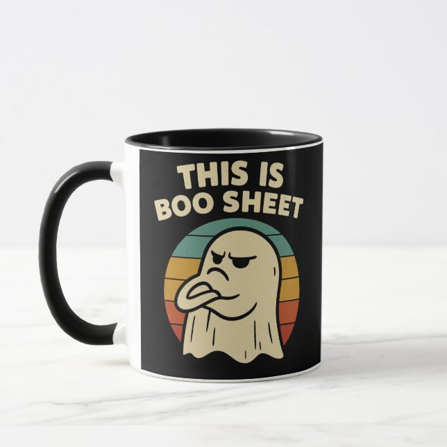 Funny Ghost "This Is Boo Sheet" Retro Halloween Mug (Left)