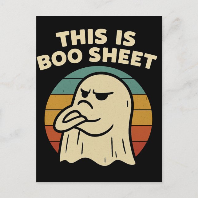 Funny Ghost "This Is Boo Sheet" Retro Halloween Postcard (Front)