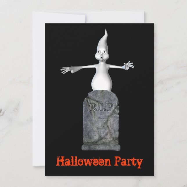 Funny Ghost Tombstone Halloween Invitation (Front)