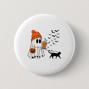 Funny Ghost Walking Cat Ghost Cat Halloween Spooky 6 Cm Round Badge