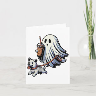 Funny Ghost Walking Dog Ghost Dog Halloween Night  Card