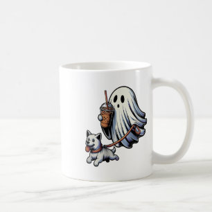 Funny Ghost Walking Dog Ghost Dog Halloween Night Coffee Mug