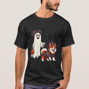 Funny Ghost Walking Dog Ghost Dog Halloween Night T-Shirt