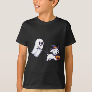 Funny Ghost Walking Dog Ghost Dog Halloween Night T-Shirt