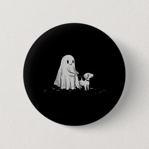 Funny Ghost Walking Dog Spooky Season Halloween  6 Cm Round Badge