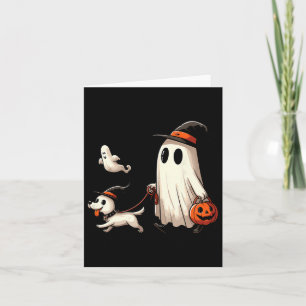 Funny Ghost Walking Dog Spooky Season Halloween Co Card